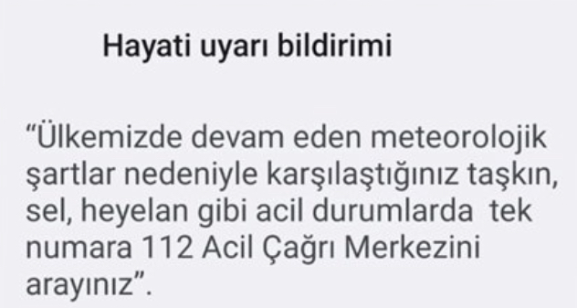 HAYATİ UYARI BİLDİRİMİ